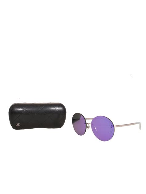 chanel purple mirror round quilting 4216 c.124 4v 58 sunglasses|Pre.